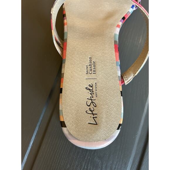 Life Stride Jasmine Soft System Multi Colored Strapy Women's Size 11W Sandals - Picture 6 of 9